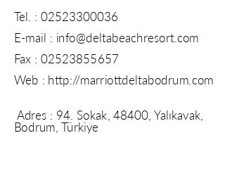 Delta Hotels Marriott Bodrum iletiim bilgileri